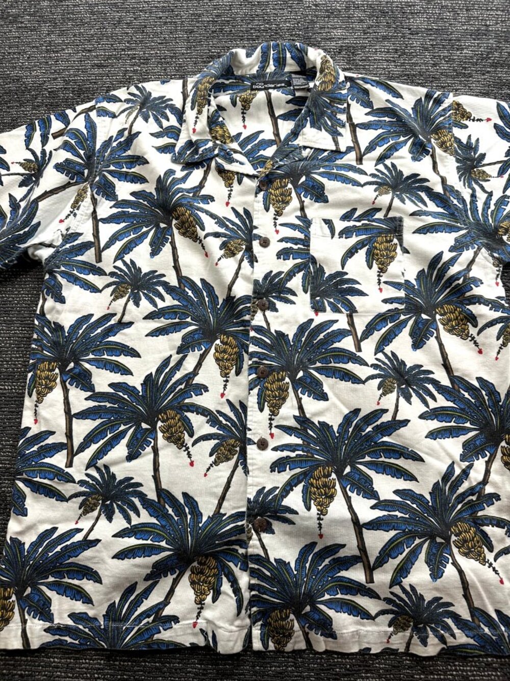 No Boundaries Men's 2XL Hawaiian Shirt Palm Tree Banana Tropical Print Cotton